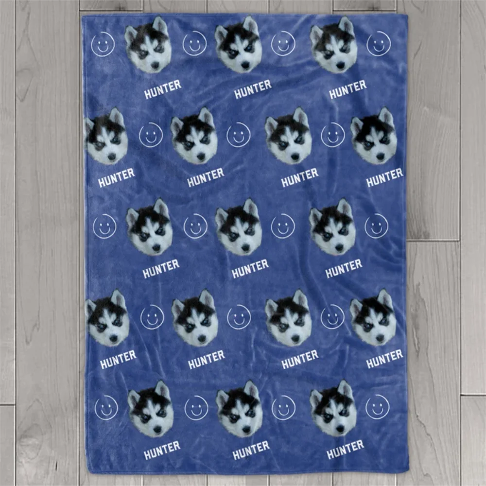 Personalized pet head face Blanket, pet Blanket, Picture Blanket With name, Memorial Blanket, dog photo blanket cat gift