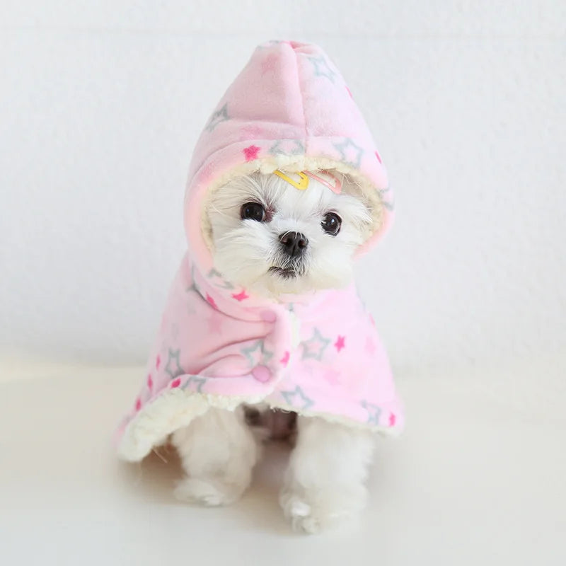 Pet Cloak Pajama Autumn and Winter Thickened Cotton Clothes Dog Cloak Teddy Pet Clothes Household Dog Clothes Dog Jacket