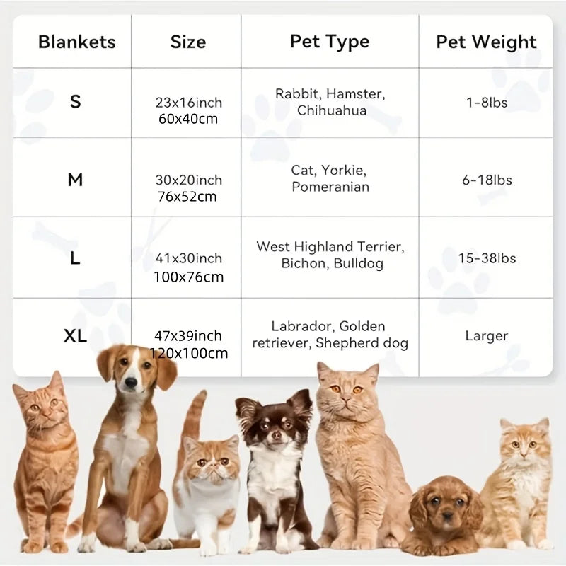 Flannel Pet Blanket Cute Dog Paw Print Blanket Pet Mat for Puppy Kitten Warm and Comfortable Blanket Suitable for Cats and Dogs