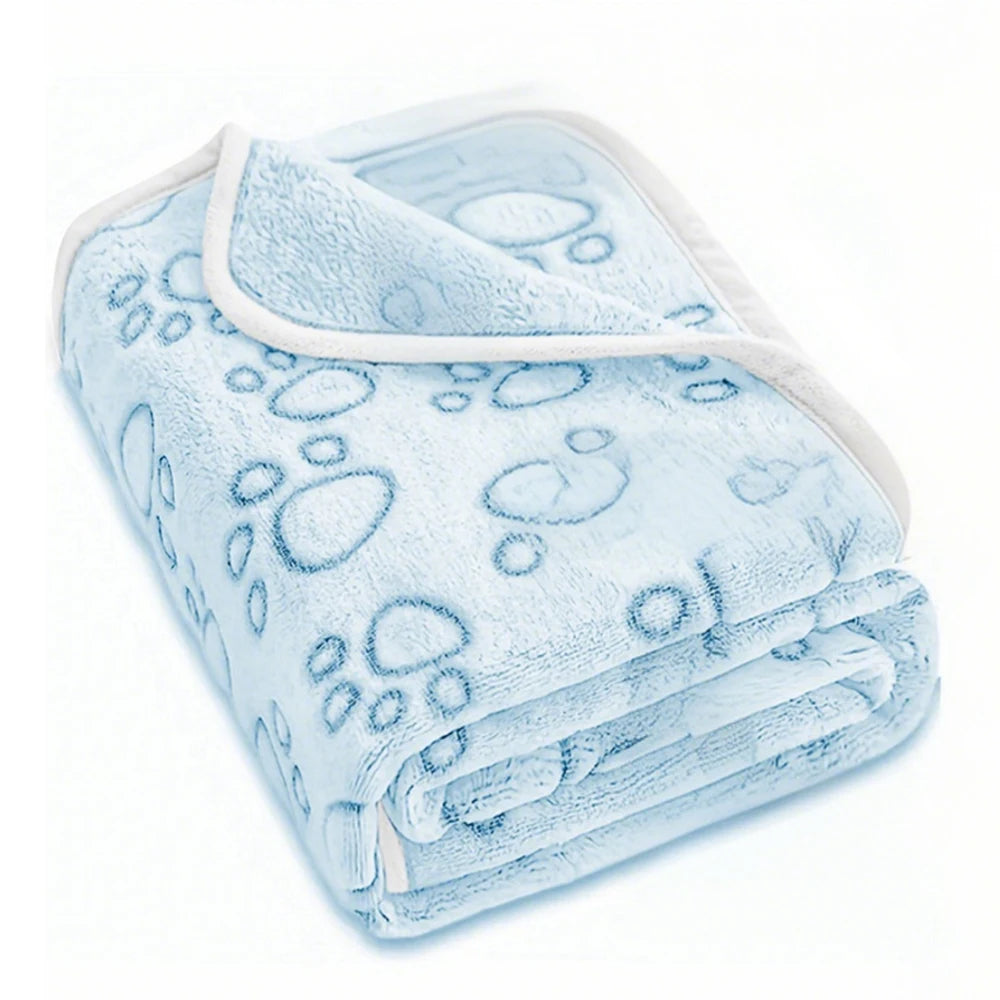 1pcs Ultra-Soft Paw Print Dog Blankets - Machine Washable, Cozy Pet Pillow Pads for Indoor & Outdoor Use - Ideal for Small to La