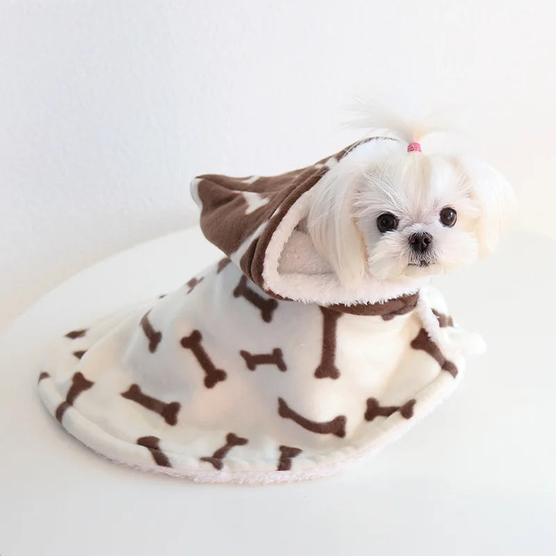 Pet Cloak Pajama Autumn and Winter Thickened Cotton Clothes Dog Cloak Teddy Pet Clothes Household Dog Clothes Dog Jacket