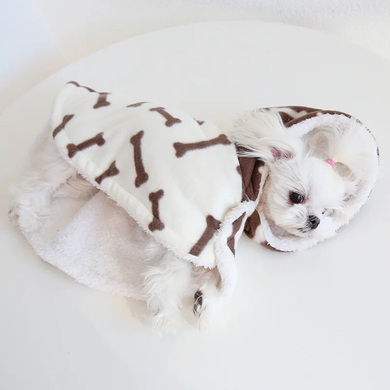 Pet Cloak Pajama Autumn and Winter Thickened Cotton Clothes Dog Cloak Teddy Pet Clothes Household Dog Clothes Dog Jacket
