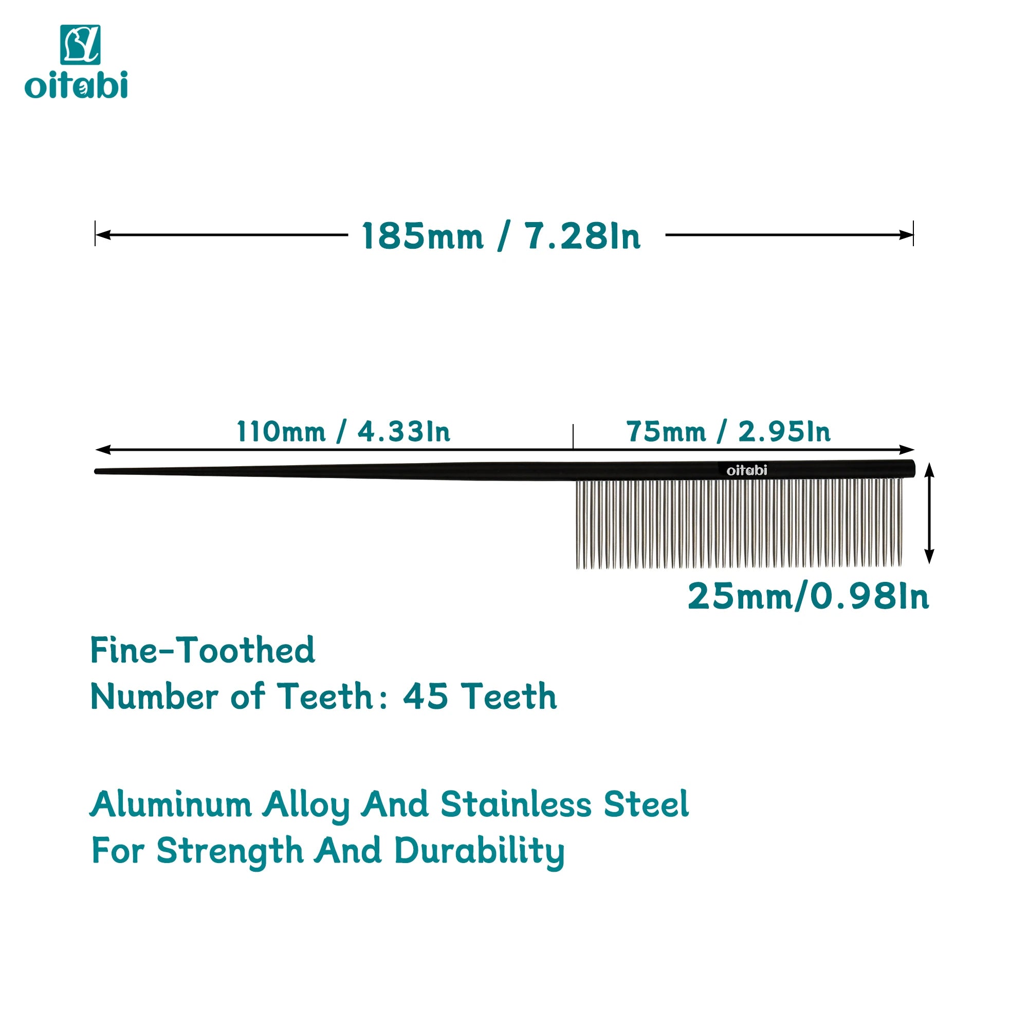 Oitabi Deluxe Pet Detangling Comb for Matted Hair, Long and Short Haired Dogs and Cats, Dense Needle for Easy Hair Removal