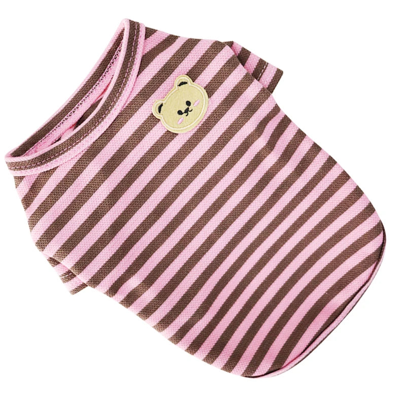 Summer Pet Clothes for Small Dogs Fashion Dog Shirt Bear Print Puppy Thin Shirt Cute Cat Strip Vest Chihuahua Clothes Pet Shirt