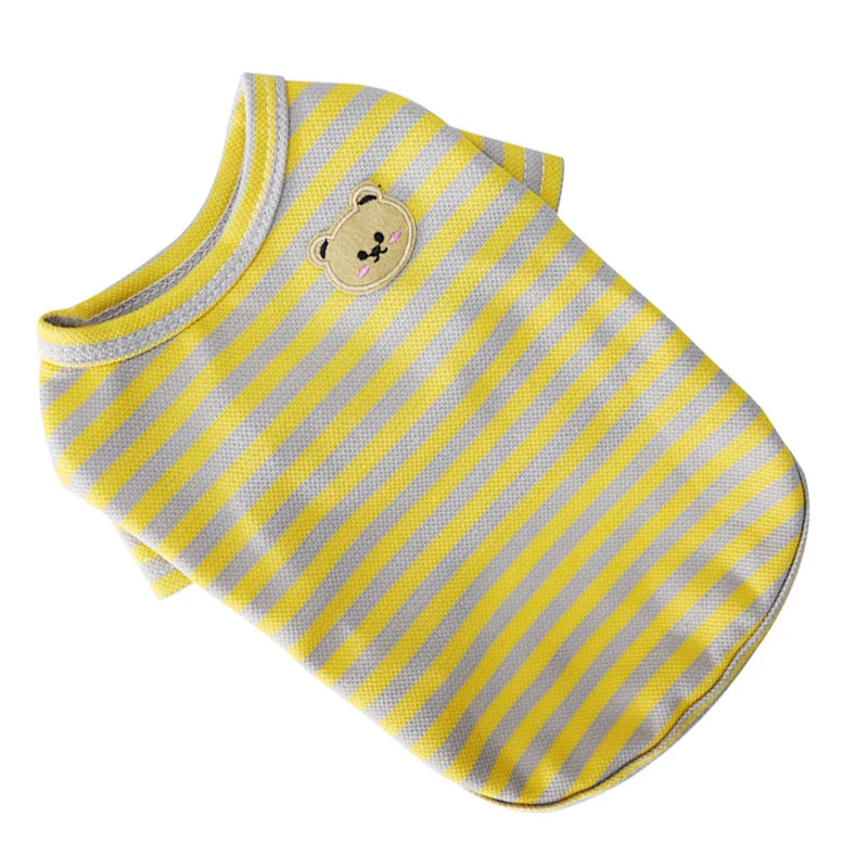 Summer Pet Clothes for Small Dogs Fashion Dog Shirt Bear Print Puppy Thin Shirt Cute Cat Strip Vest Chihuahua Clothes Pet Shirt