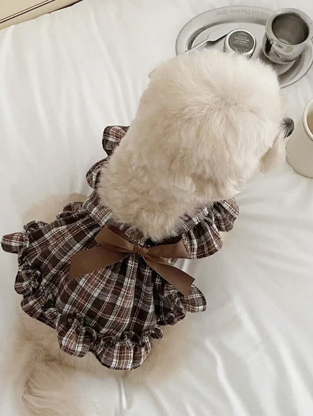 Pet Clothes Dog Dresses Princess Retro Plaid Bow Skirt Teddy Bichon Small Medium Dog Clothes Fashion Trend Decorative Clothing