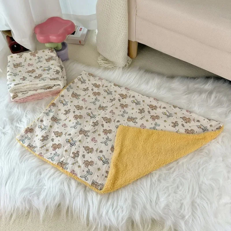 Printed Dog Blanket Pet Blanket Warm Dogs and Cat Teddy Small and Medium-sized Dog and Cat Litter Pad Dog Pillow Sofa Bed