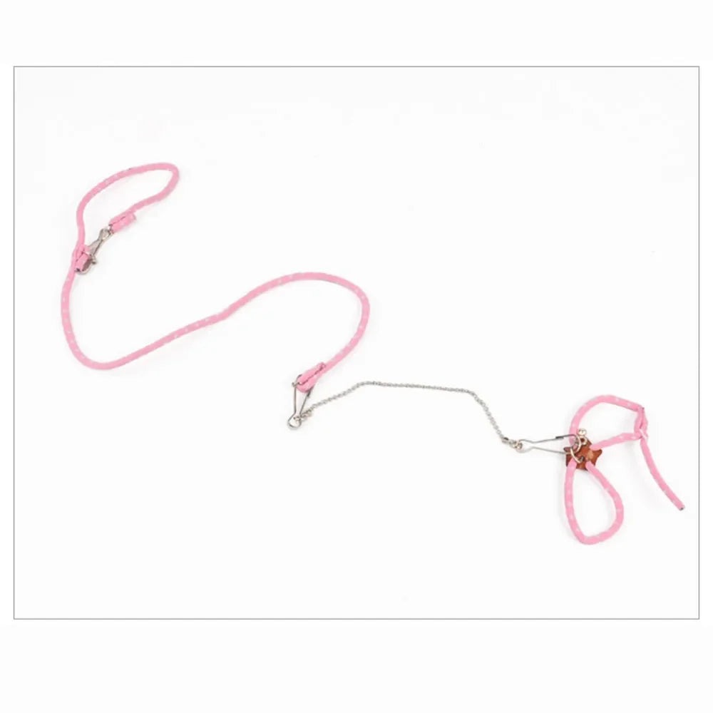 Pet Adjustable Soft Harness Bell Leash Set Mouse Hamster Ferrets Rat Pet Pig Leash Hamster Harness Rope Anti-bite Pet Walking