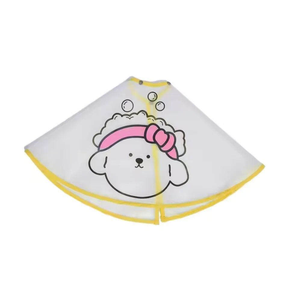 Adjustable Pet Cloak Cartoon Print Transparent Pet Haircut Cape Polyester Waterproof Pets Clothes Cloak For Dogs Cats Tear Stain
