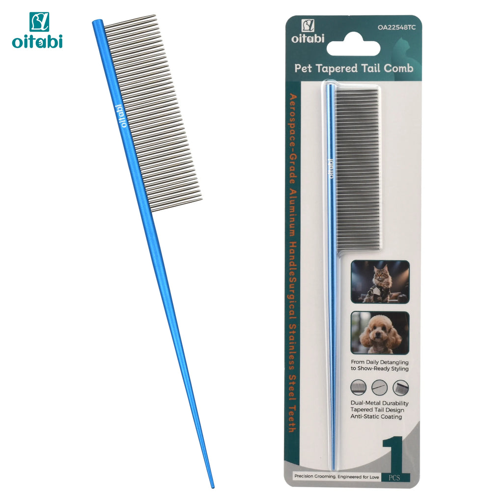 Oitabi Deluxe Pet Detangling Comb for Matted Hair, Long and Short Haired Dogs and Cats, Dense Needle for Easy Hair Removal