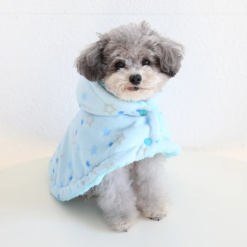 Pet Cloak Pajama Autumn and Winter Thickened Cotton Clothes Dog Cloak Teddy Pet Clothes Household Dog Clothes Dog Jacket