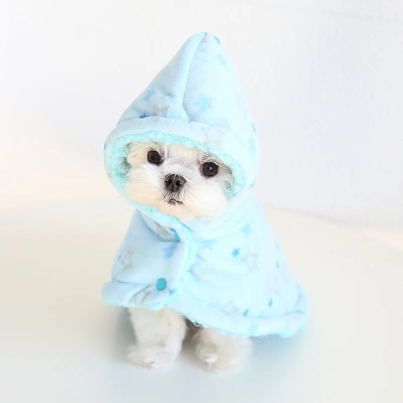 Pet Cloak Pajama Autumn and Winter Thickened Cotton Clothes Dog Cloak Teddy Pet Clothes Household Dog Clothes Dog Jacket