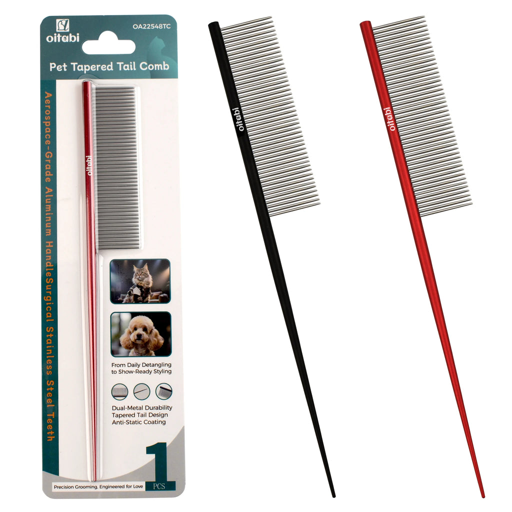 Oitabi Deluxe Pet Detangling Comb for Matted Hair, Long and Short Haired Dogs and Cats, Dense Needle for Easy Hair Removal