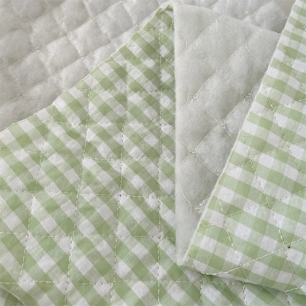 145x50cm Quilted Cotton Padded Composite Fabric Clothing Lining Pet Clothes Inner Fabric Color-Block Plaid Cushion Sewing Cloth