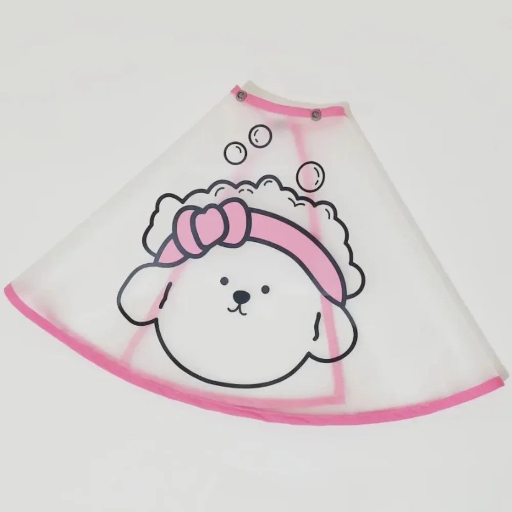 Adjustable Pet Cloak Cartoon Print Transparent Pet Haircut Cape Polyester Waterproof Pets Clothes Cloak For Dogs Cats Tear Stain