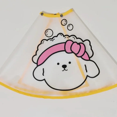 Adjustable Pet Cloak Cartoon Print Transparent Pet Haircut Cape Polyester Waterproof Pets Clothes Cloak For Dogs Cats Tear Stain