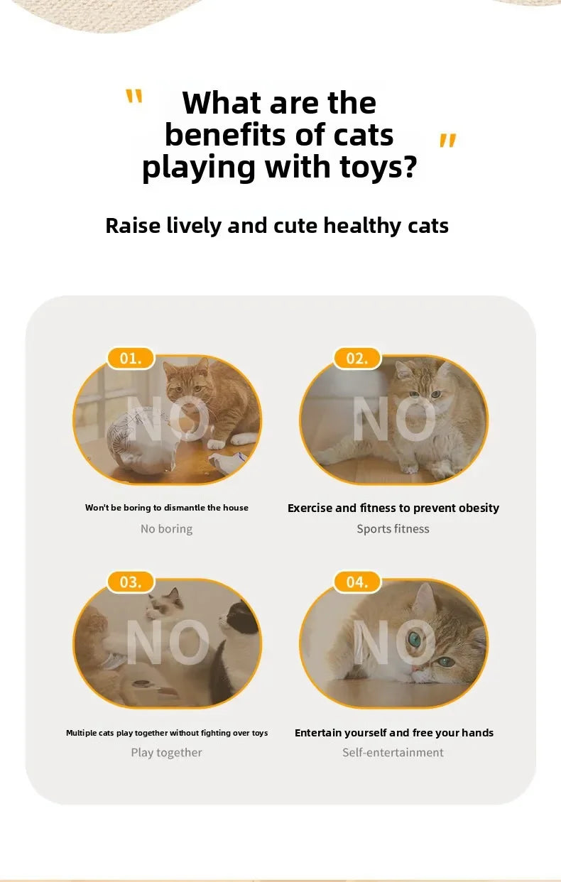 Cat Toys Interactive Hide and Seek Cat Toy with Mouse Squeaky Motion Activated Moving Concealed Feathers Kitten Teaser Toy