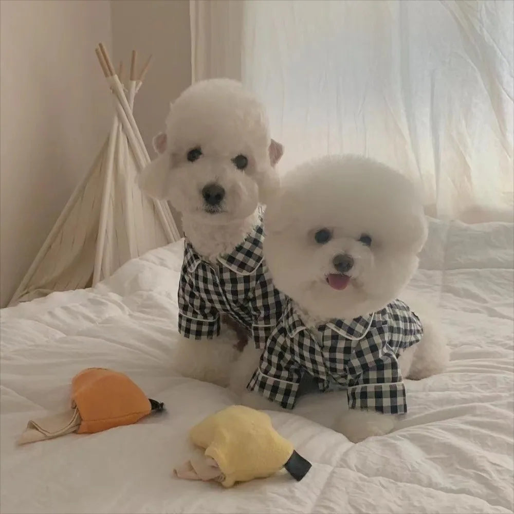 Pet Decoration Comfortable Ins Plaid Shirts Pet Clothing Elegant Fashion Dogs Pajamas Costume Cute Cat Dog Clothes Proposal