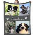1PC Personalized Pet Flannel Blanket with Baby Dog Name And Photos - Customized Gift for Camping And Travel For Pets