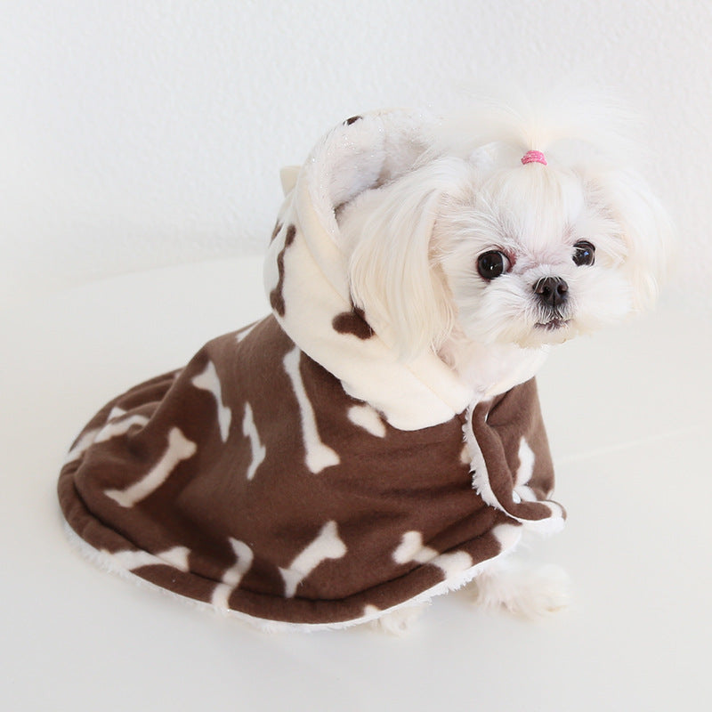 Pet Cloak Pajama Autumn and Winter Thickened Cotton Clothes Dog Cloak Teddy Pet Clothes Household Dog Clothes Dog Jacket