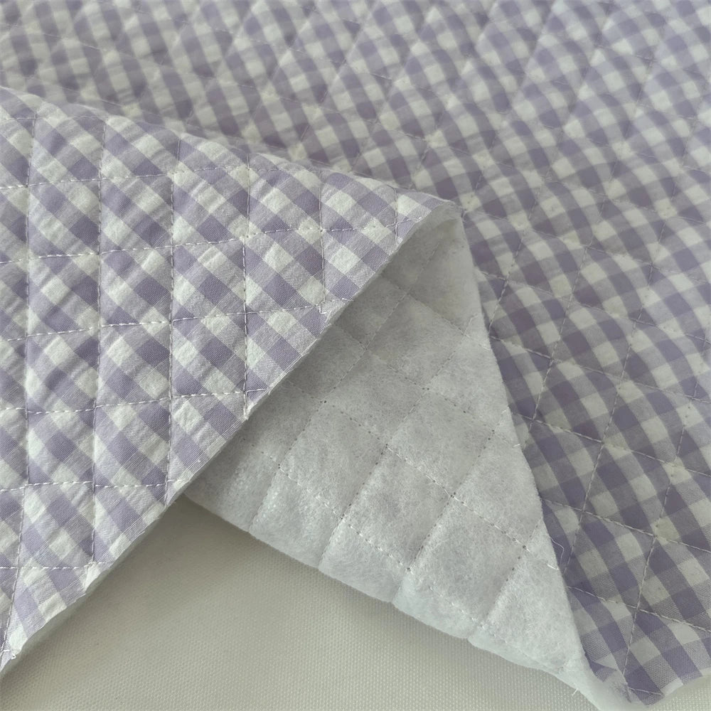 145x50cm Quilted Cotton Padded Composite Fabric Clothing Lining Pet Clothes Inner Fabric Color-Block Plaid Cushion Sewing Cloth