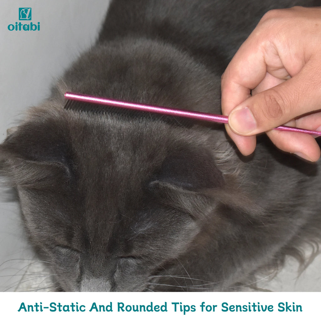 Oitabi Deluxe Pet Detangling Comb for Matted Hair, Long and Short Haired Dogs and Cats, Dense Needle for Easy Hair Removal