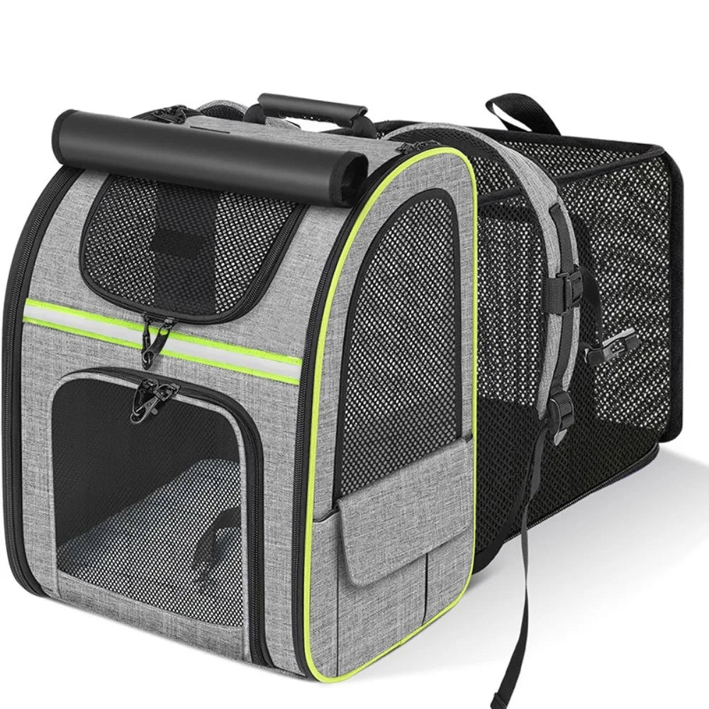 Large Capacity Pet Carrier Backpack Foldable Breathable Portable Puppy Backpack Adjustable Pet Travel Bag Hiking Adventure
