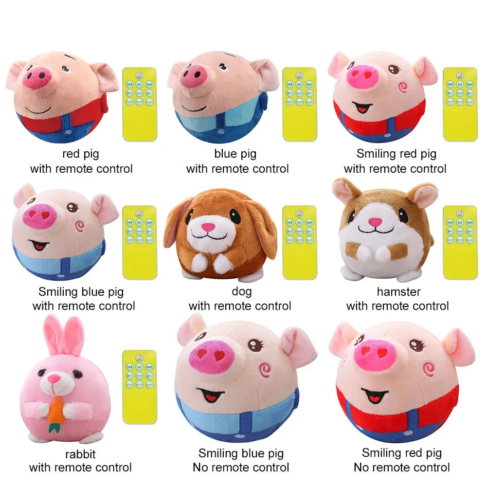 Electronic Pet Dog Toy Ball Pet Bouncing Jump Ball Music Vibration Bite Puppy Ball Interactive Dog Chewing Moving Plush Doll Toy