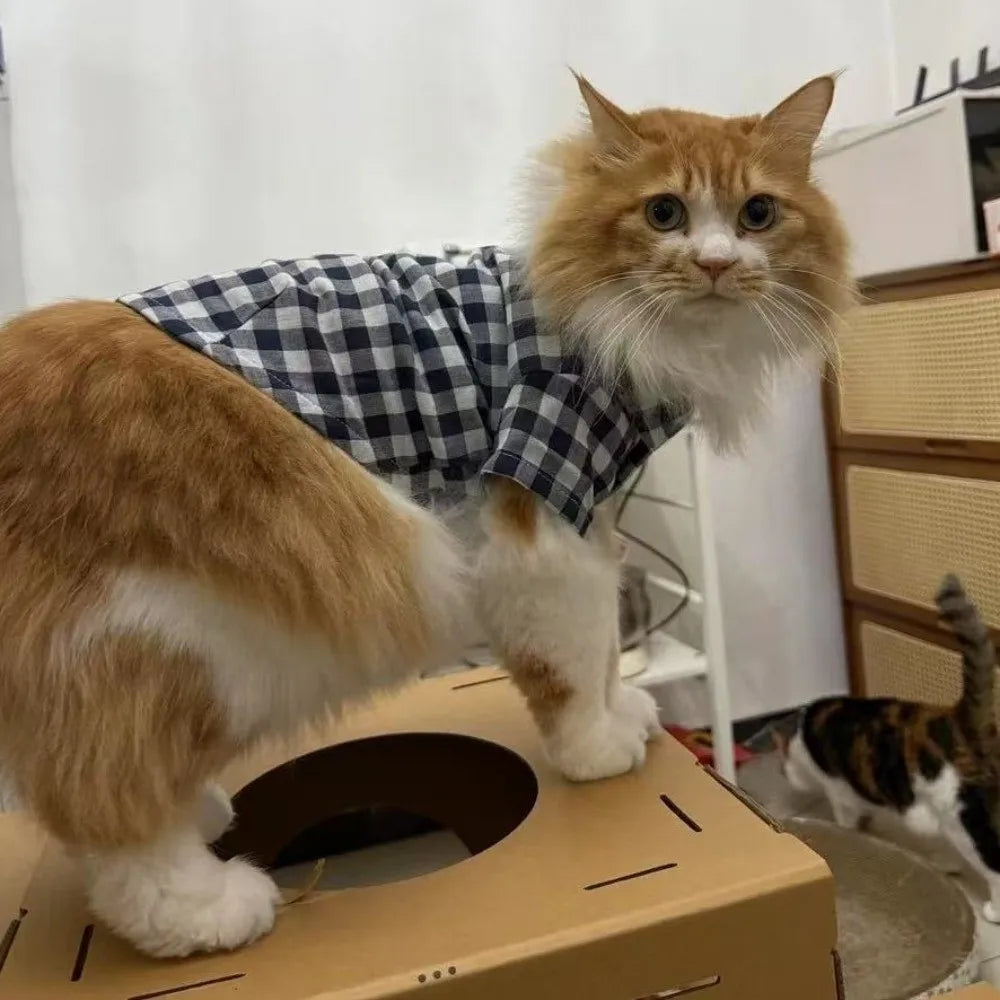 Pet Decoration Comfortable Ins Plaid Shirts Pet Clothing Elegant Fashion Dogs Pajamas Costume Cute Cat Dog Clothes Proposal