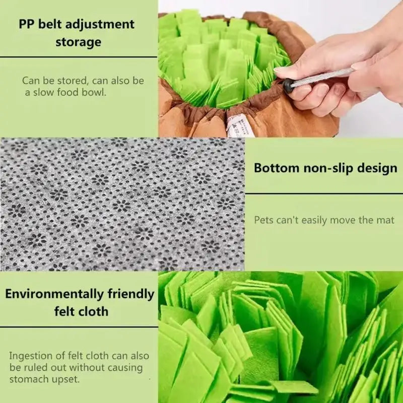 【E】Pet Snuffle Mat For Dogs, Interactive Feed Game For Boredom, Encourages Natural Foraging Skills For Cats Dogs Bowl Travel Use