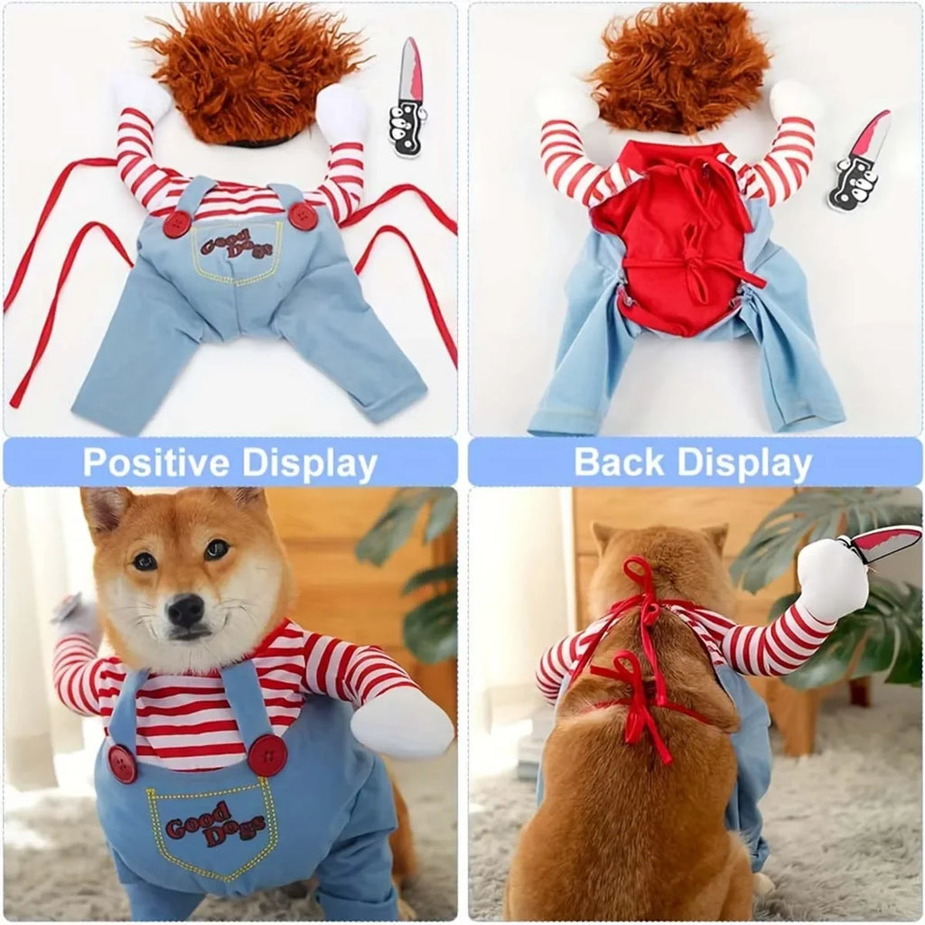 Pet Festival Funny Set Halloween Cat Dog Costumes Novelty Adjustable Pet Cosplay Clothes For Cats Medium Large Dogs Bulldog Pug
