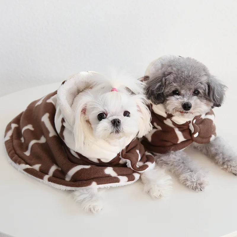 Pet Cloak Pajama Autumn and Winter Thickened Cotton Clothes Dog Cloak Teddy Pet Clothes Household Dog Clothes Dog Jacket