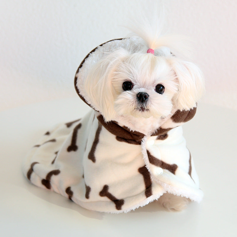 Pet Cloak Pajama Autumn and Winter Thickened Cotton Clothes Dog Cloak Teddy Pet Clothes Household Dog Clothes Dog Jacket