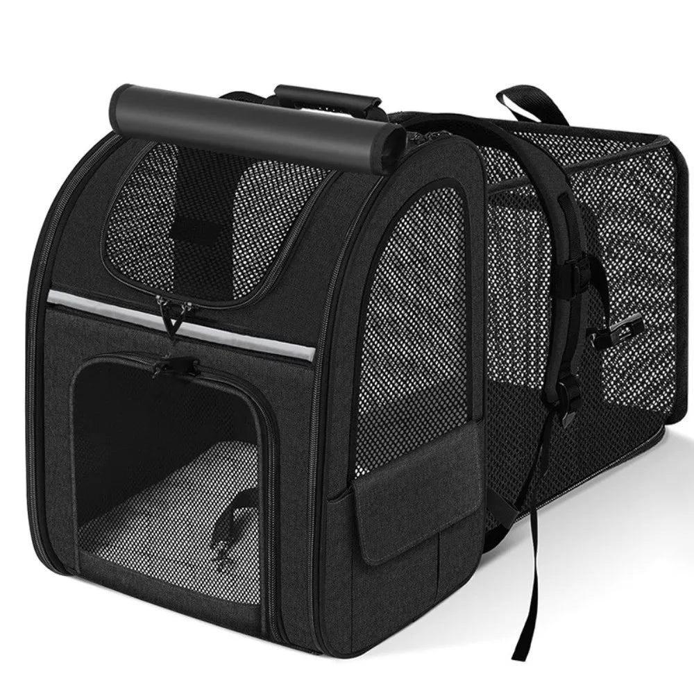 Large Capacity Pet Carrier Backpack Foldable Breathable Portable Puppy Backpack Adjustable Pet Travel Bag Hiking Adventure