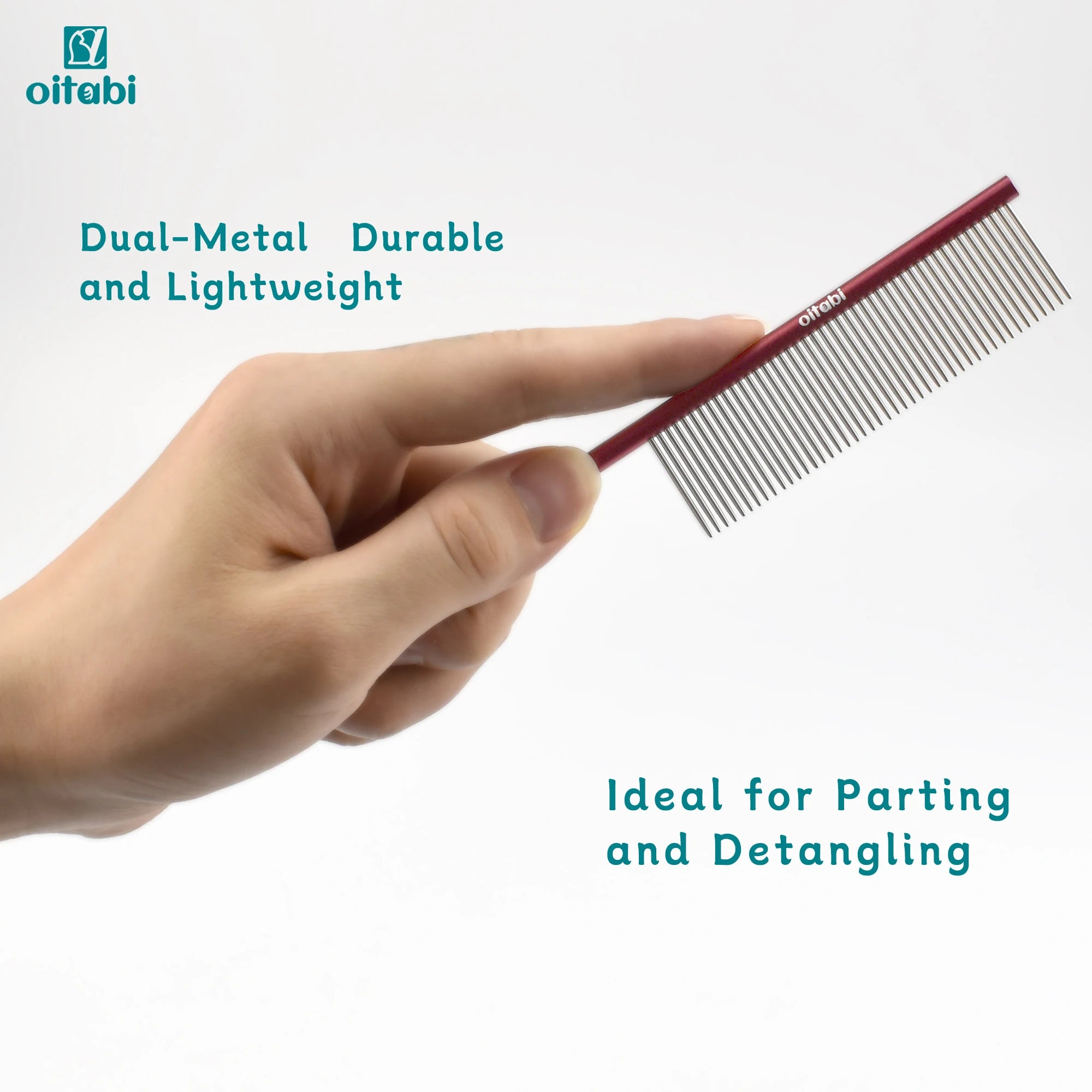 Oitabi Deluxe Pet Detangling Comb for Matted Hair, Long and Short Haired Dogs and Cats, Dense Needle for Easy Hair Removal