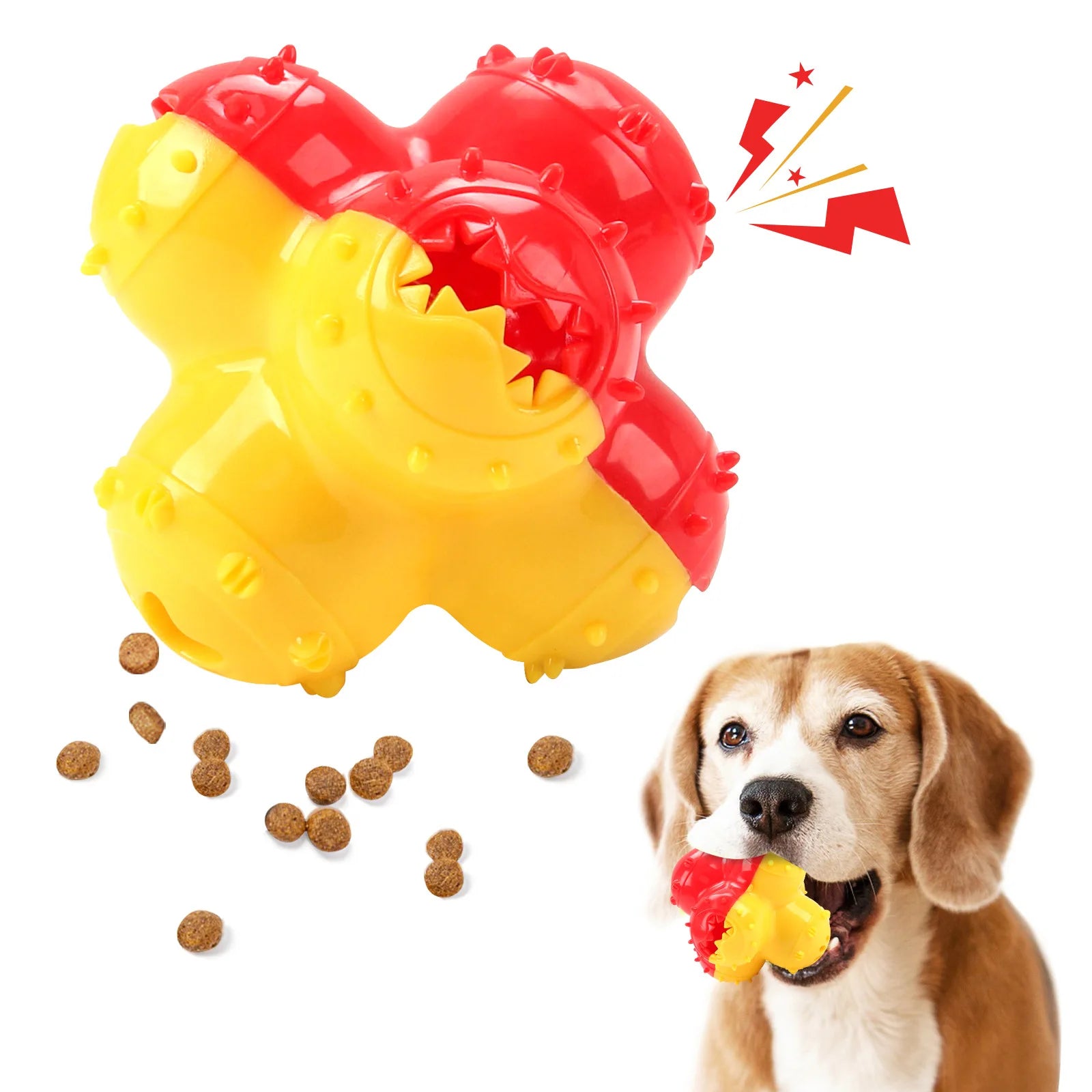 Pet Dogs Make Sounds, Play with Toy Balls, Leak Food Grind Teeth, Clean Teeth, Be Chewy and Have Fun Outdoors To Relieve Boredom