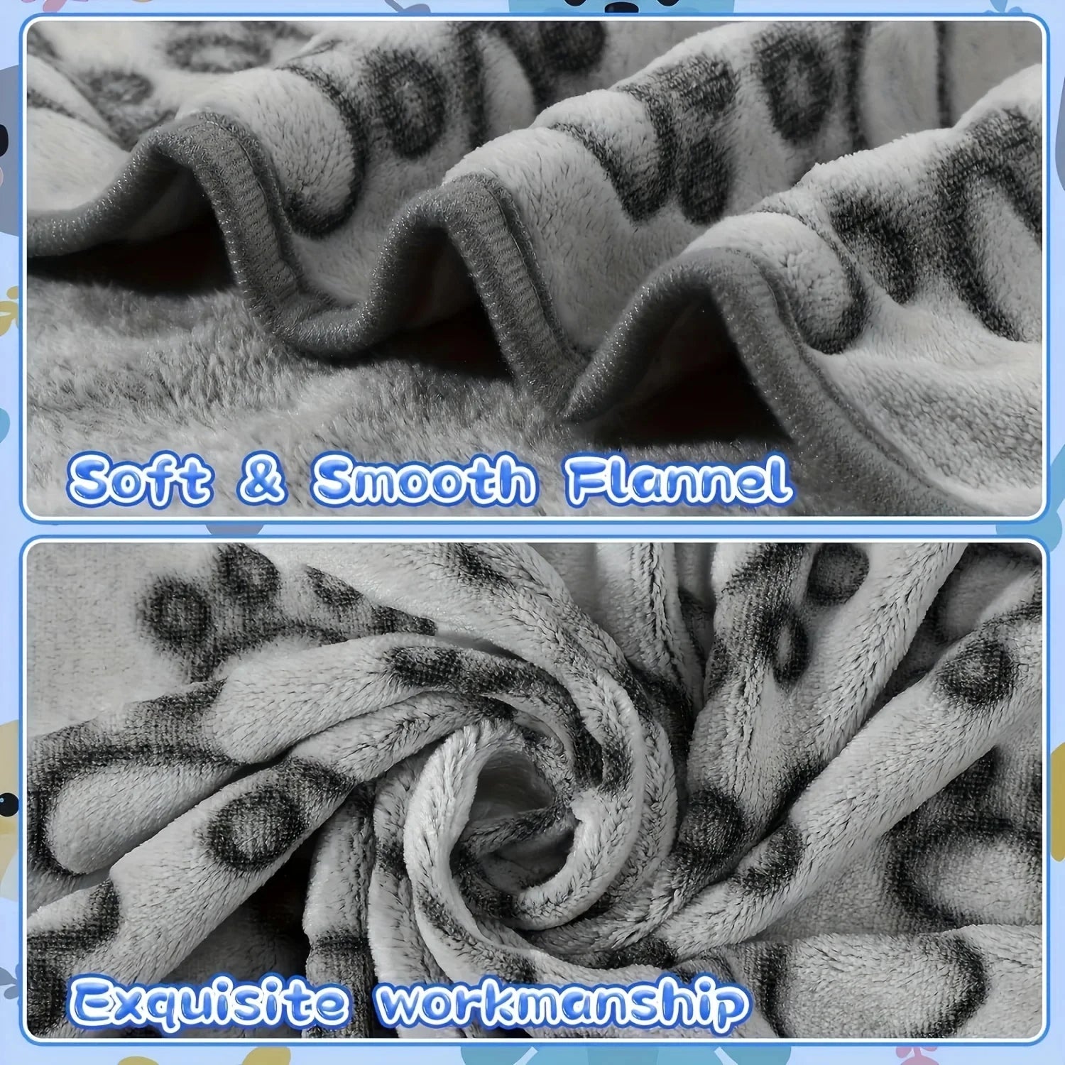 Pet Blanket to Keep Warm, Cut Flower Footprint Blanket, Cat and Dog Mat, Flannel Embossed Pet Blanket