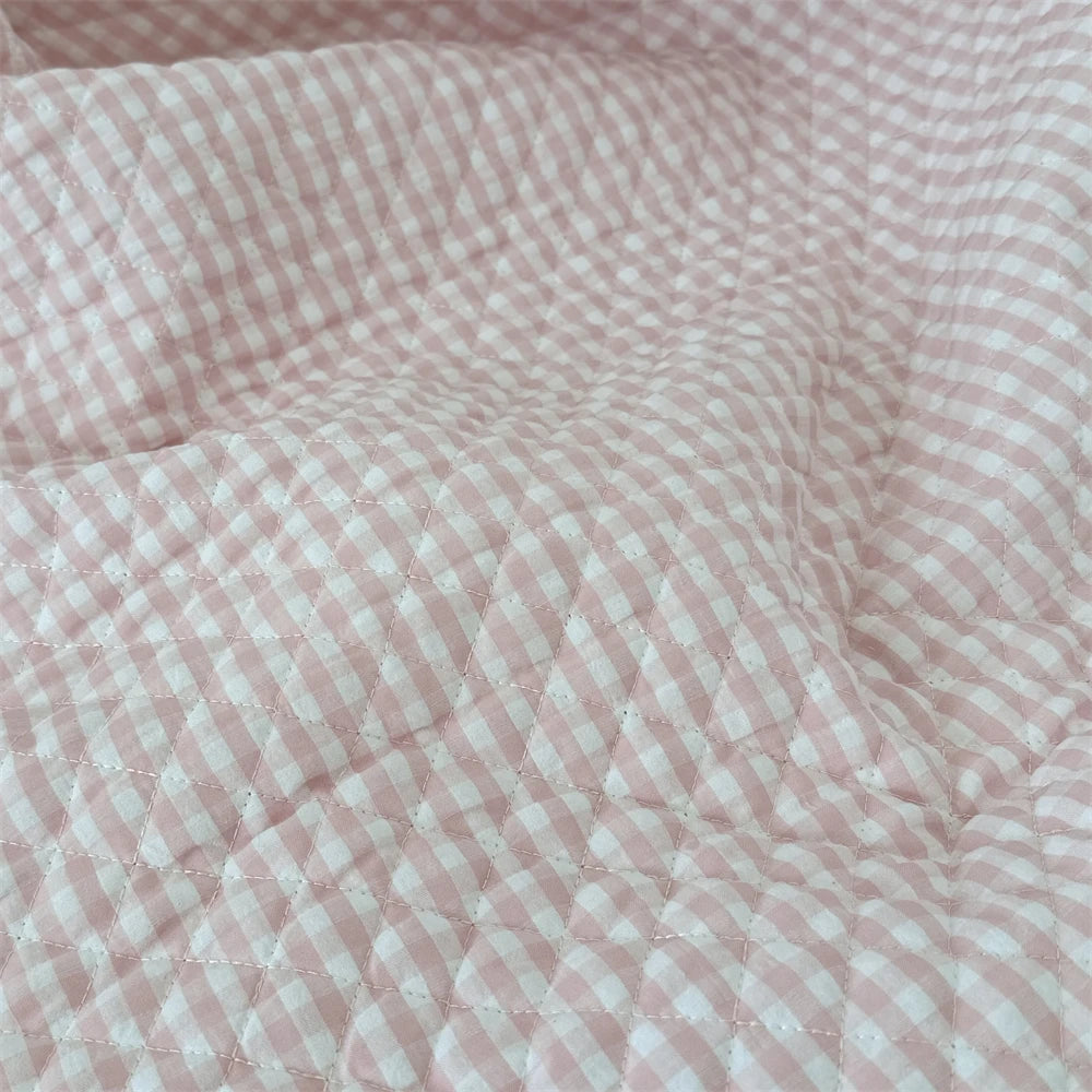145x50cm Quilted Cotton Padded Composite Fabric Clothing Lining Pet Clothes Inner Fabric Color-Block Plaid Cushion Sewing Cloth