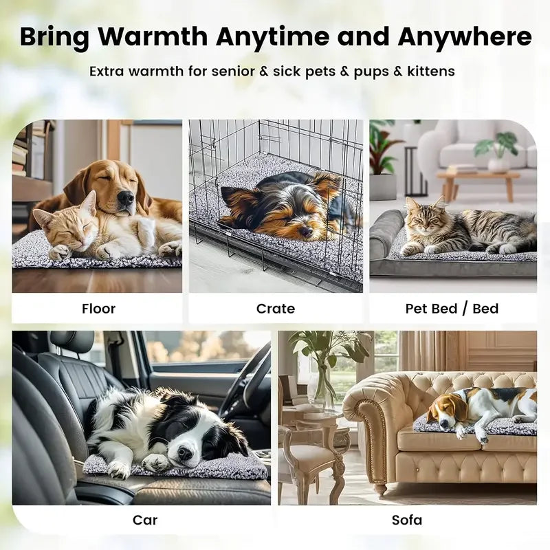 Pet Self-Heating Blanket Pad Natural Body Heat Reflective Mat Washable for Small Medium Pets Winter Warm Home Travel Warm Cushio