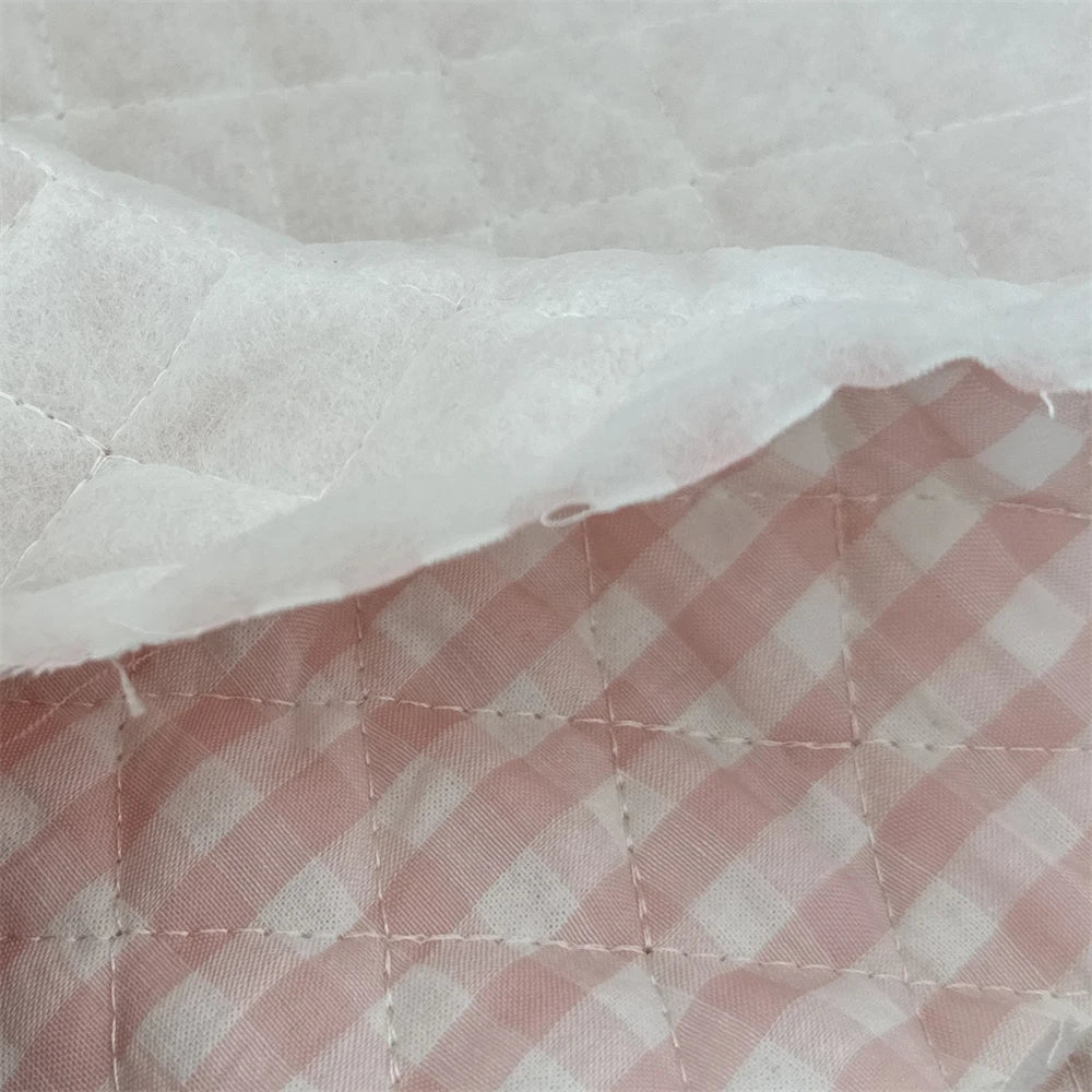 145x50cm Quilted Cotton Padded Composite Fabric Clothing Lining Pet Clothes Inner Fabric Color-Block Plaid Cushion Sewing Cloth