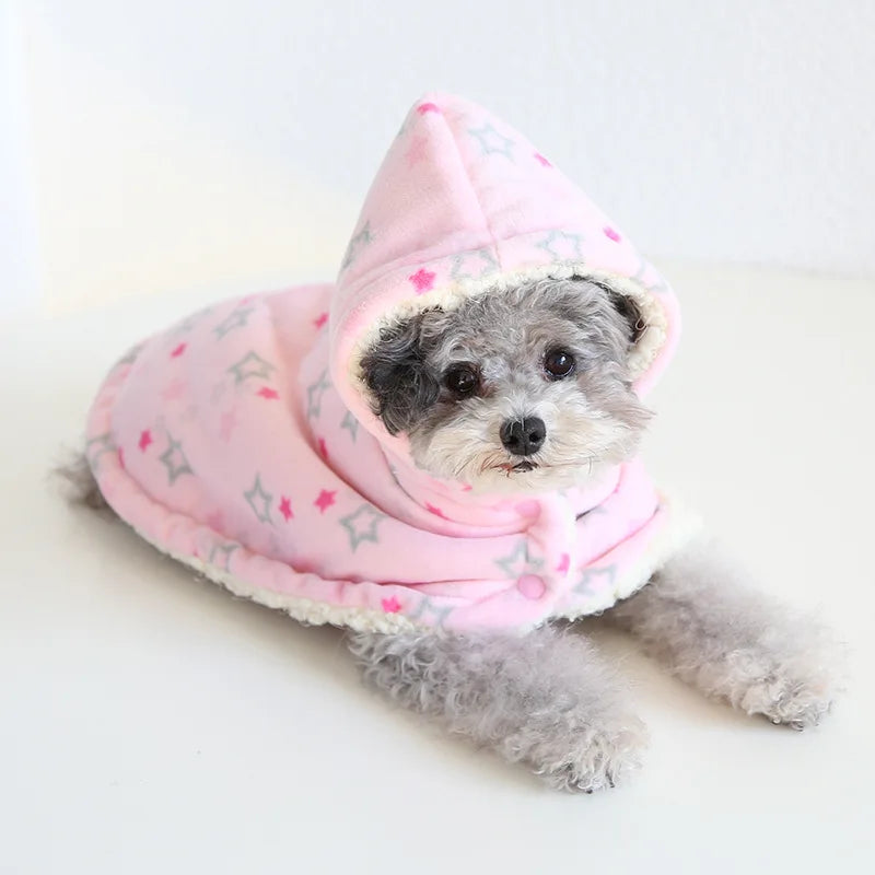 Pet Cloak Pajama Autumn and Winter Thickened Cotton Clothes Dog Cloak Teddy Pet Clothes Household Dog Clothes Dog Jacket