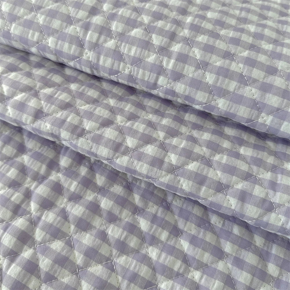 145x50cm Quilted Cotton Padded Composite Fabric Clothing Lining Pet Clothes Inner Fabric Color-Block Plaid Cushion Sewing Cloth