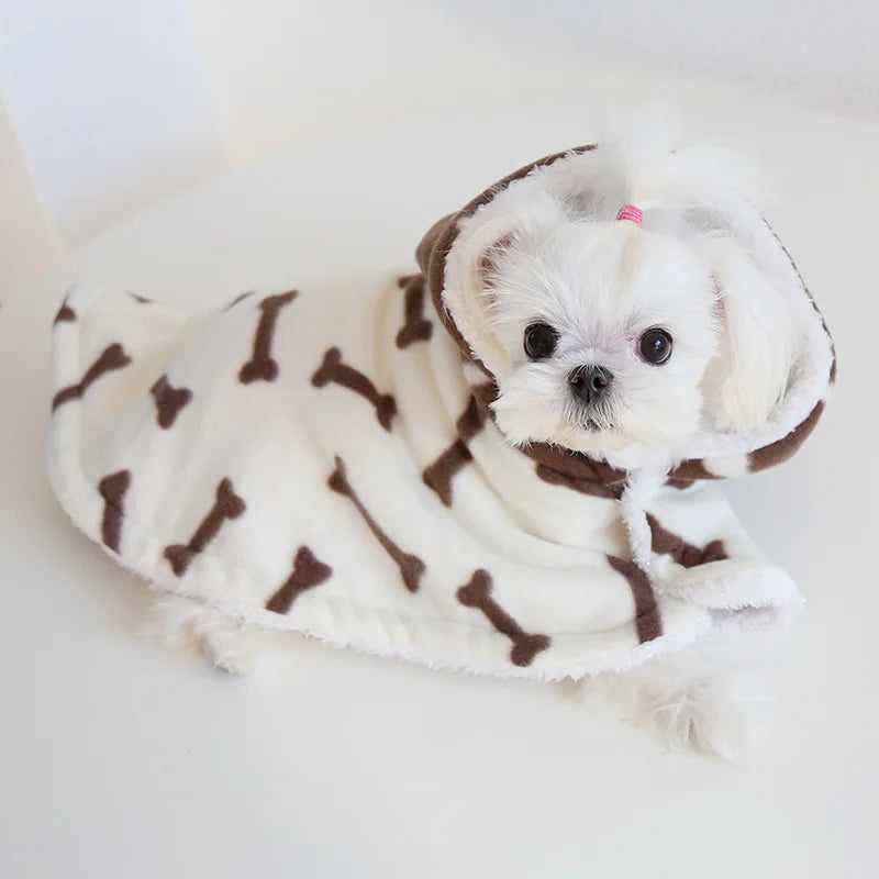 Pet Cloak Pajama Autumn and Winter Thickened Cotton Clothes Dog Cloak Teddy Pet Clothes Household Dog Clothes Dog Jacket