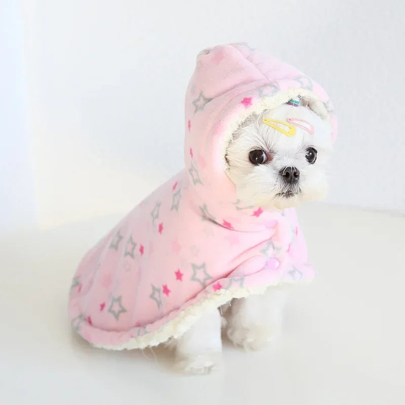 Pet Cloak Pajama Autumn and Winter Thickened Cotton Clothes Dog Cloak Teddy Pet Clothes Household Dog Clothes Dog Jacket