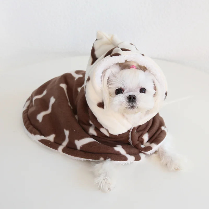 Pet Cloak Pajama Autumn and Winter Thickened Cotton Clothes Dog Cloak Teddy Pet Clothes Household Dog Clothes Dog Jacket