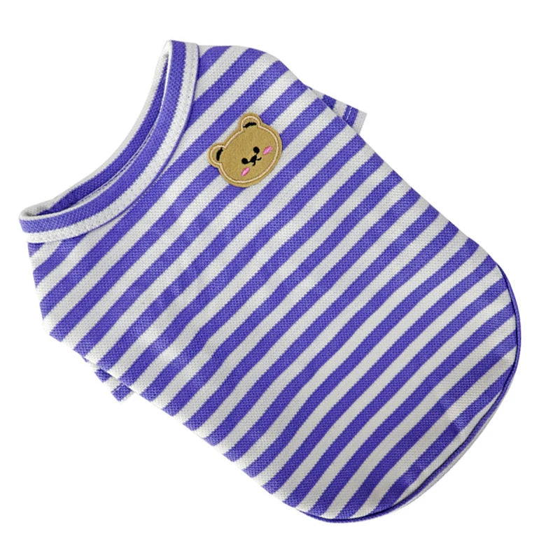 Summer Pet Clothes for Small Dogs Fashion Dog Shirt Bear Print Puppy Thin Shirt Cute Cat Strip Vest Chihuahua Clothes Pet Shirt