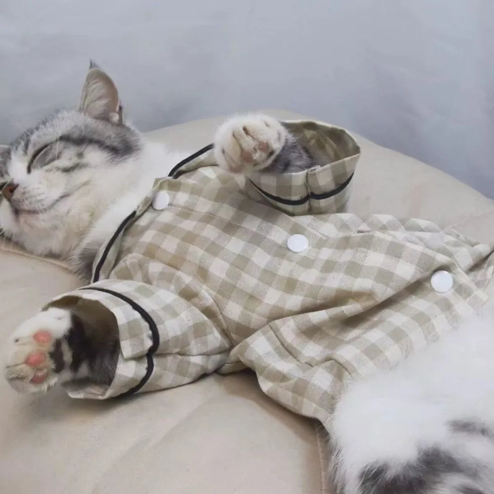Pet Decoration Comfortable Ins Plaid Shirts Pet Clothing Elegant Fashion Dogs Pajamas Costume Cute Cat Dog Clothes Proposal
