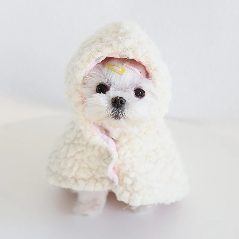 Pet Cloak Pajama Autumn and Winter Thickened Cotton Clothes Dog Cloak Teddy Pet Clothes Household Dog Clothes Dog Jacket