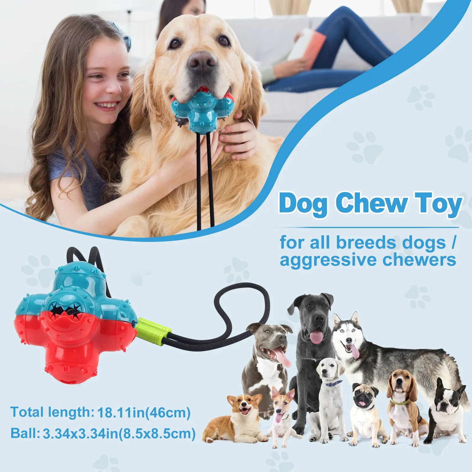 Pet Dogs Make Sounds, Play with Toy Balls, Leak Food Grind Teeth, Clean Teeth, Be Chewy and Have Fun Outdoors To Relieve Boredom