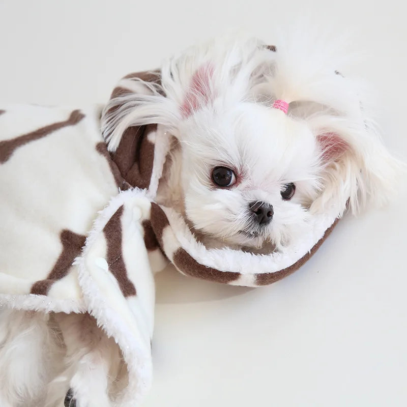 Pet Cloak Pajama Autumn and Winter Thickened Cotton Clothes Dog Cloak Teddy Pet Clothes Household Dog Clothes Dog Jacket